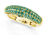 Yellow gold Three-Row Pavé Round Green Sapphire Dome Band_7