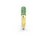 Yellow gold Three-Row Pavé Round Green Sapphire Dome Band_8