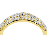 Yellow gold Three-Row Pavé Round Moissanite Dome Band_10