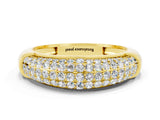 Yellow gold Three-Row Pavé Round Moissanite Dome Band_6