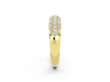 Yellow gold Three-Row Pavé Round Moissanite Dome Band_8