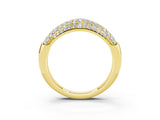 Yellow gold Three-Row Pavé Round Moissanite Dome Band_9