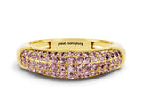 Yellow gold Three-Row Pavé Round Morganite Dome Band_6