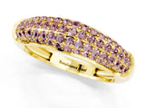Yellow gold Three-Row Pavé Round Morganite Dome Band_7
