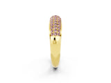 Yellow gold Three-Row Pavé Round Morganite Dome Band_8