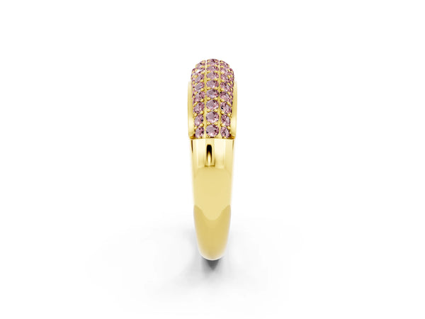 Yellow gold Three-Row Pavé Round Morganite Dome Band