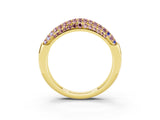 Yellow gold Three-Row Pavé Round Morganite Dome Band_9