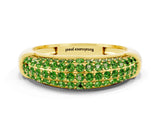 Yellow gold Three-Row Pavé Round Peridot Dome Band_6