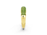Yellow gold Three-Row Pavé Round Peridot Dome Band_8