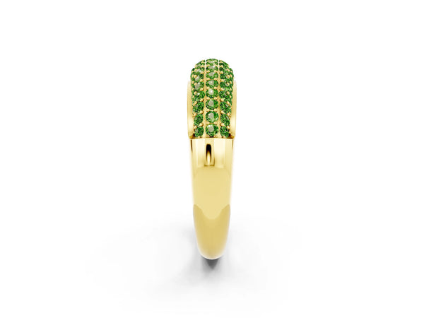 Yellow gold Three-Row Pavé Round Peridot Dome Band