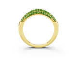 Yellow gold Three-Row Pavé Round Peridot Dome Band_9
