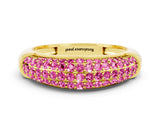 Yellow gold Three-Row Pavé Round Pink Sapphire Dome Band_18