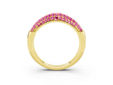 Yellow gold Three-Row Pavé Round Pink Sapphire Dome Band_21