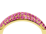 Yellow gold Three-Row Pavé Round Pink Sapphire Dome Band_22