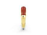 Yellow gold Three-Row Pavé Round Ruby Dome Band_8