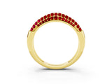 Yellow gold Three-Row Pavé Round Ruby Dome Band_9