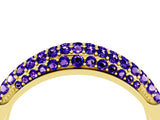 Yellow gold Three-Row Pavé Round Tanzanite Dome Band_10