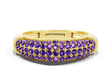 Yellow gold Three-Row Pavé Round Tanzanite Dome Band_6