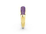 Yellow gold Three-Row Pavé Round Tanzanite Dome Band_8