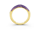 Yellow gold Three-Row Pavé Round Tanzanite Dome Band_9