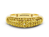 Yellow gold Three-Row Pavé Round Yellow Sapphire Dome Band_18