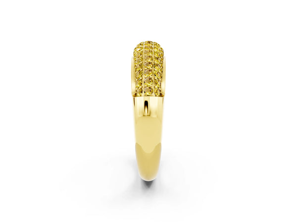 Yellow gold Three-Row Pavé Round Yellow Sapphire Dome Band