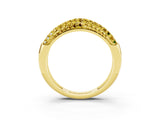 Yellow gold Three-Row Pavé Round Yellow Sapphire Dome Band_21