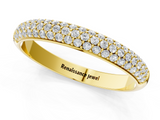 Yellow gold Three-Row Pave Round Diamond Eternity Band with Shared Prong Setting_22