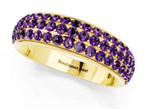 Yellow gold Three-Row Round Amethyst Eternity Band with Shared Prong Setting_7