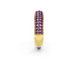 Yellow gold Three-Row Round Amethyst Eternity Band with Shared Prong Setting_8