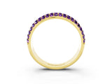 Yellow gold Three-Row Round Amethyst Eternity Band with Shared Prong Setting_9
