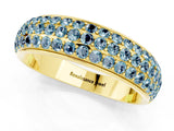 Yellow gold Three-Row Round Aquamarine Eternity Band with Shared Prong Setting_7