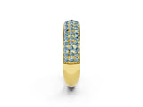 Yellow gold Three-Row Round Aquamarine Eternity Band with Shared Prong Setting_8