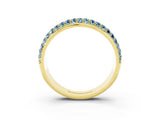 Yellow gold Three-Row Round Aquamarine Eternity Band with Shared Prong Setting_9