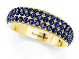 Yellow gold Three-Row Round Blue Sapphire Eternity Band with Shared Prong Setting_7