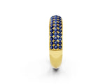 Yellow gold Three-Row Round Blue Sapphire Eternity Band with Shared Prong Setting_8