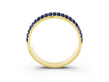Yellow gold Three-Row Round Blue Sapphire Eternity Band with Shared Prong Setting_9
