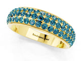 Yellow gold Three-Row Round Blue Topaz Eternity Band with Shared Prong Setting_7