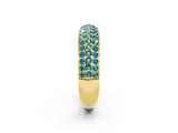 Yellow gold Three-Row Round Blue Topaz Eternity Band with Shared Prong Setting_8