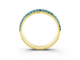Yellow gold Three-Row Round Blue Topaz Eternity Band with Shared Prong Setting_9