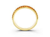 Yellow gold Three-Row Round Citrine Eternity Band with Shared Prong Setting_9