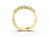 Yellow gold Three-Row Round Diamond Channel Band with Shared Prong Setting_44