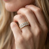 Yellow gold Three-Row Round Diamond Channel Band with Shared Prong Setting_55