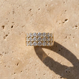 Yellow gold Three-Row Round Diamond Channel Band with Shared Prong Setting_56