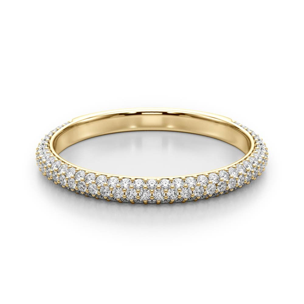 Yellow gold Three-Row Round Diamond Pavé Eternity Band 1