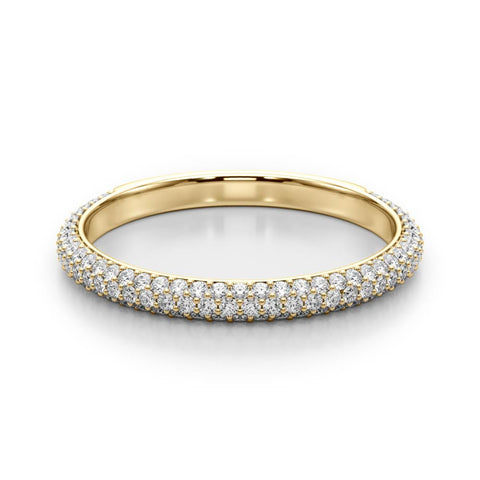 Yellow gold Three-Row Round Diamond Pavé Eternity Band 1