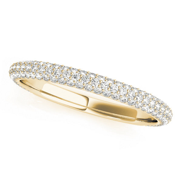 Yellow gold Three-Row Round Diamond Pavé Eternity Band