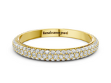 14K Yellow Gold Three-Row Round Diamond Pavé Eternity Band