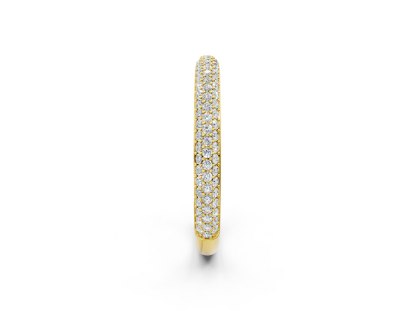 Yellow gold Three-Row Round Diamond Pavé Eternity Band