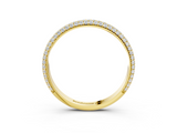 14K Yellow Gold Three-Row Round Diamond Pavé Eternity Band